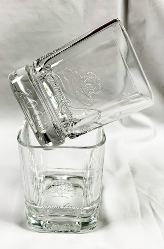2 Crown Royal Whiskey Glasses 2000 Embossed Base 8 OZ