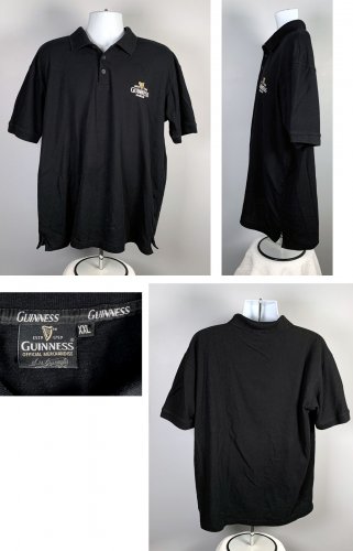 Guinness Beer Dublin Polo Golf Shirt Mens XXL Black Embroidered Cotton Poly Mix