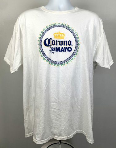 Corona De Mayo Crown Logo T Shirt Mens XL White Beer Cerveza