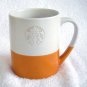 2014 Starbucks embossed logo Ceramic Coffee Mug 14 oz orange & white