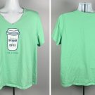 Life is Good Powered by Optimism & Coffee Crusher V Neck T Shirt Womens XXXL