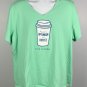 Life is Good Powered by Optimism & Coffee Crusher V Neck T Shirt Womens XXXL