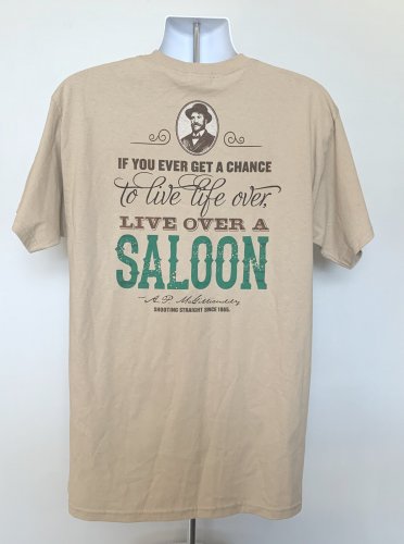 Dr McGillicuddys If You Ever get a Chance Live Over a Saloon T Shirt Mens Large