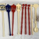 10 Vintage Seagrams Swizzle Sticks & Seven Crown Fizz Whiz Bottle Cap
