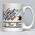 Anheuser Busch Family of Fine Beers Ceramic coffee Mug Bud King cobra Michelob