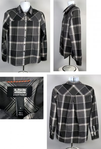 Alaskan Hardgear by Duluth Trading Shirt Button Front Mens Medium Black Plaid