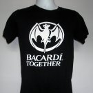Bacardi Together Rum White Bat Logo T Shirt Mens Small Black 100% Cotton
