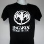 Bacardi Together Rum White Bat Logo T Shirt Mens Small Black 100% Cotton