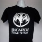 Bacardi Together Rum White Bat Logo T Shirt Mens Small Black 100% Cotton