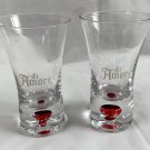 2 di Amore Amaretto Red Bubble Shot Glasses Etched 2 oz