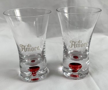 2 di Amore Amaretto Red Bubble Shot Glasses Etched 2 oz