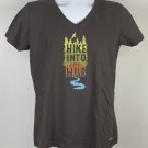 Life is Good Hike Into the Wild V Neck Crusher T Shirt Womens Medium Gray