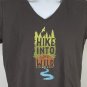 Life is Good Hike Into the Wild V Neck Crusher T Shirt Womens Medium Gray
