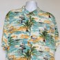 Corona Extra Cerveza Beer Button Front Shirt Mens XL Palm Trees Boats Rayon