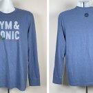 Life is Good Gym & Tonic Long Sleeve Crusher T shirt Mens Medium Blue Classic