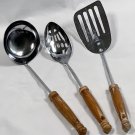 3 Ekco Chromium Plated Utensils Slotted Spoon Ladle Spatula USA Made 12.5"