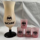 New Bacardi Rum Color Changing Plastic Hurricane Glass + 4 Plastic Shot Glasses