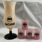 New Bacardi Rum Color Changing Plastic Hurricane Glass + 4 Plastic Shot Glasses