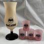New Bacardi Rum Color Changing Plastic Hurricane Glass + 4 Plastic Shot Glasses