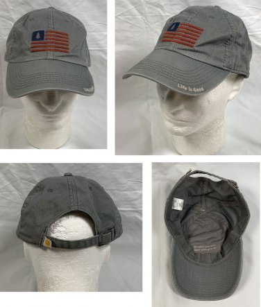 Life is Good Flag Logo Baseball Hat Womens Mens Gray Cotton Patriotic