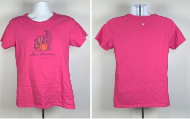 Life is Good Love This Day Cornucopia T Shirt Womens Medium Classic Fit Pink