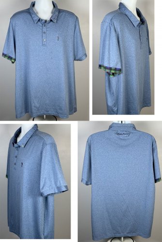 William Bill Murray Polo Golf Shirt Mens XXL Polyester Spandex Blue