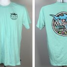 Maui and Sons Surf Co T Shirt Mens Medium Green Shark Logo Cotton Polyester