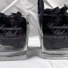 2 Canadian Club Whisky Rocks Square Glasses 8 oz Etched