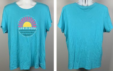 Life is Good Beach Sunset Positive Lifestyle Crusher T Shirt Womens XXL