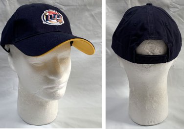 New Miller Lite Beer Baseball Hat Mens Navy Blue Yellow Bill