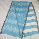 NWT Talbots Blue Striped Viscose Scarf Wrap 21" x 74"