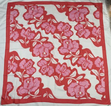 NWT Talbots Red Floral Flowers Scarf Wrap 45" x 44" Cotton Silk Square