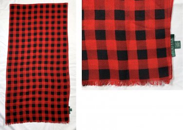 Lauren Ralph Lauren Red Tartan Plaid Wool Scarf Wrap 19.5" by 78" Rectangular