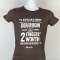 Knob Creek Bourbon 2 Big Fingers Worth T Shirt Womens Junior  Medium Brown