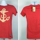 New Sailor Jerry spiced Rum Anchor Logo T Shirt Womens Large Red Cotton