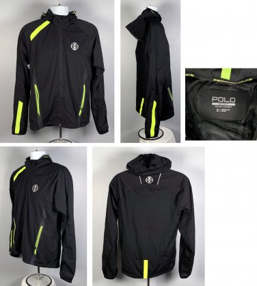 Ralph Lauren Polo Sport Performance Hooded Windbreaker Jacket Mens Small Black