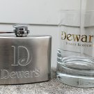 Dewar's 12 Scotch Whisky Glass 10 oz & Stainless Steel Flask 4 oz