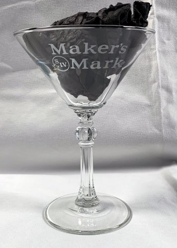 Makers Mark Bourbon Whisky Etched Stemmed Martini Glass 6 oz