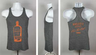 Bulleit Frontier Bourbon Whiskey Tank Top Shirt Womens Large Gray Cotton blend