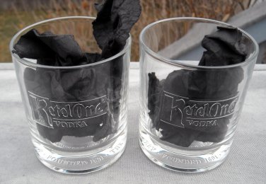 2 New Ketel One Vodka Embossed Cocktail Rocks Glasses 8 oz