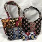 Vera Bradley 2 Handbags Small Makeup Bag Checkbook Cover Sun Valley Night Owl