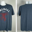 Fireball Whisky Red Devil Logo T Shirt Mens Large Cotton Poly Blend Blue