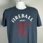 Fireball Whisky Red Devil Logo T Shirt Mens Large Cotton Poly Blend Blue