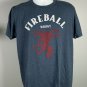 Fireball Whisky Red Devil Logo T Shirt Mens Large Cotton Poly Blend Blue