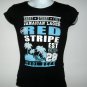Short Stubby Cute Red Stripe Jamaican Cold Beer T Shirt Womens Juniors Large