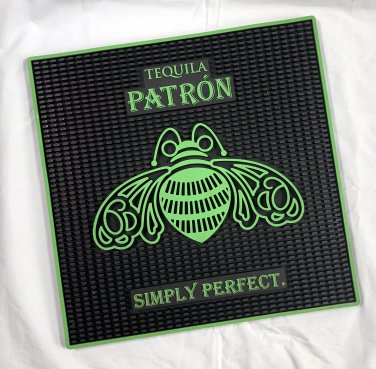 Patron Tequila Simply Perfect Square Rubber Bar Spill Mat 16.5" x 16.5" Bee Logo