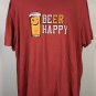 Life is Good Beer Happy Pint Glass Logo T shirt Mens XXL Maroon Cotton