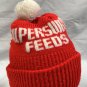 Supersweet Feeds Pom Pom Knit Hat Mens Womens Acrylic Farming Red White