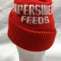 Supersweet Feeds Pom Pom Knit Hat Mens Womens Acrylic Farming Red White
