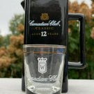 Canadian Club 12 Whisky Black Ceramic Pitcher & Shot Glass 1 oz White Logo